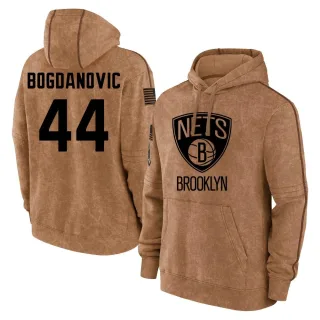 Men's Brooklyn Nets Bojan Bogdanovic Brown 2023 Salute to Service Club Pullover Hoodie